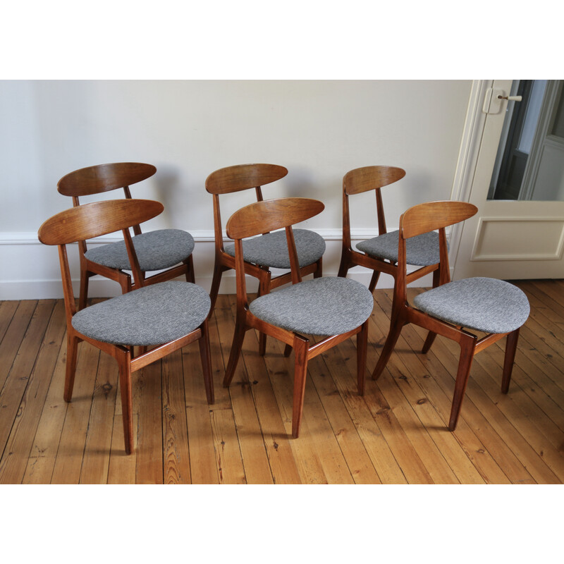 Lot de 6 chaises vintage en teck par Wilhelm Wohlert pour Soborg Mobelfabrik, 1960