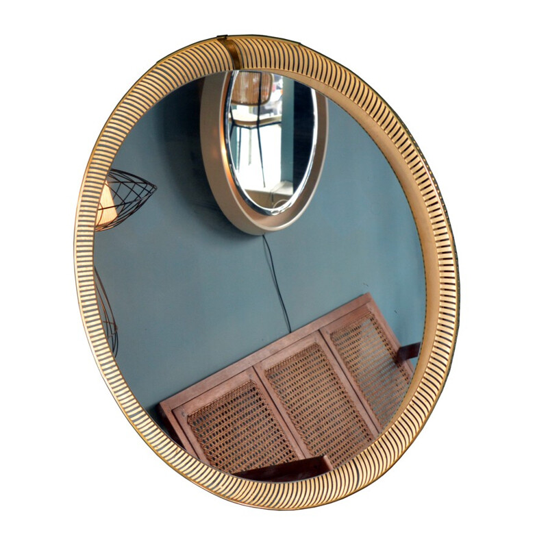Miroir vintage à bordures illuminées - 1960
