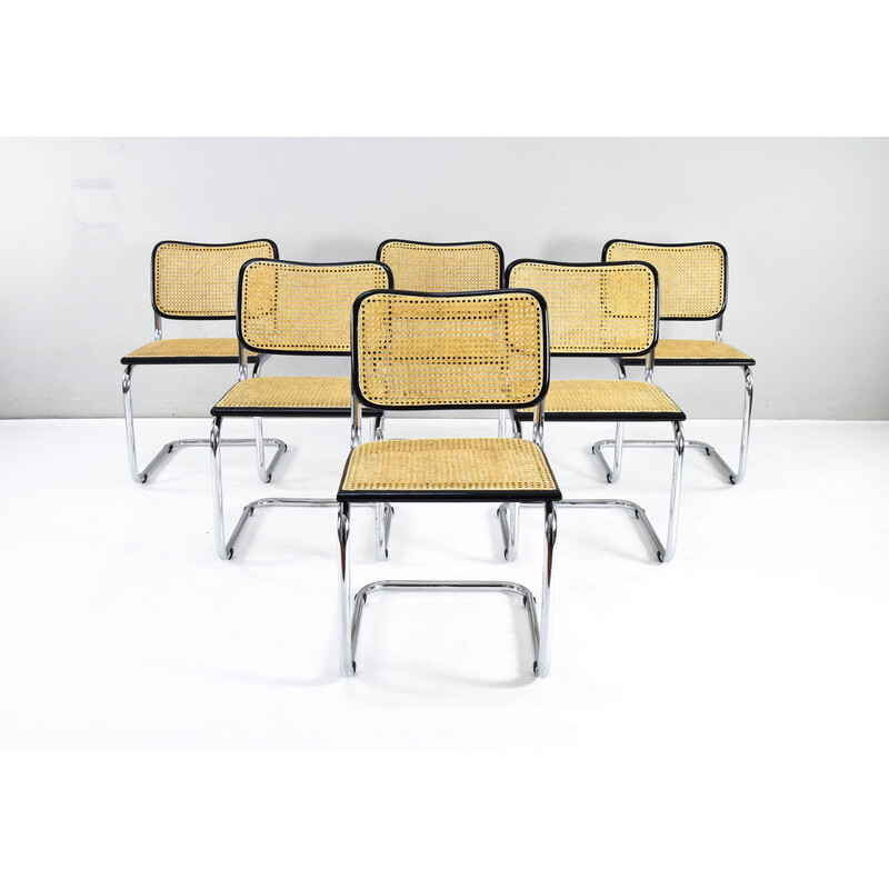 Set of 6 vintage model B32 chairs in beech, Italy 1970