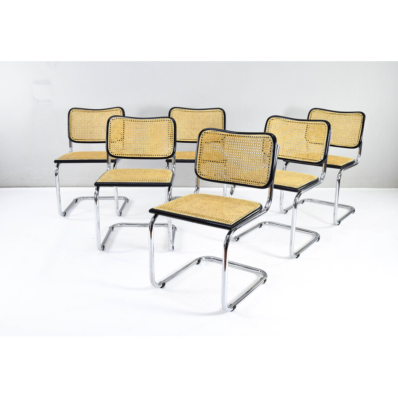 Set of 6 vintage model B32 chairs in beech, Italy 1970