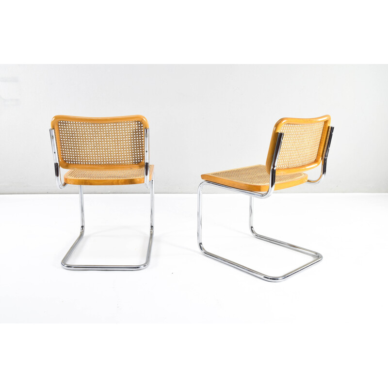 Paar Vintage-Stühle Modell B32 aus Chromstahl und Buche von Marcel Breuer, Italien 1970