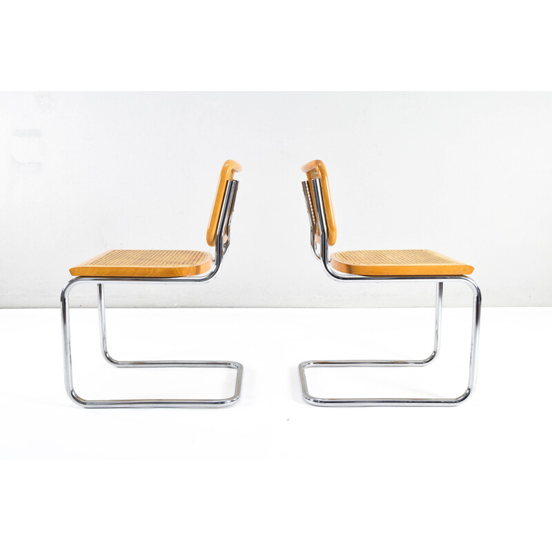 Paar Vintage-Stühle Modell B32 aus Chromstahl und Buche von Marcel Breuer, Italien 1970