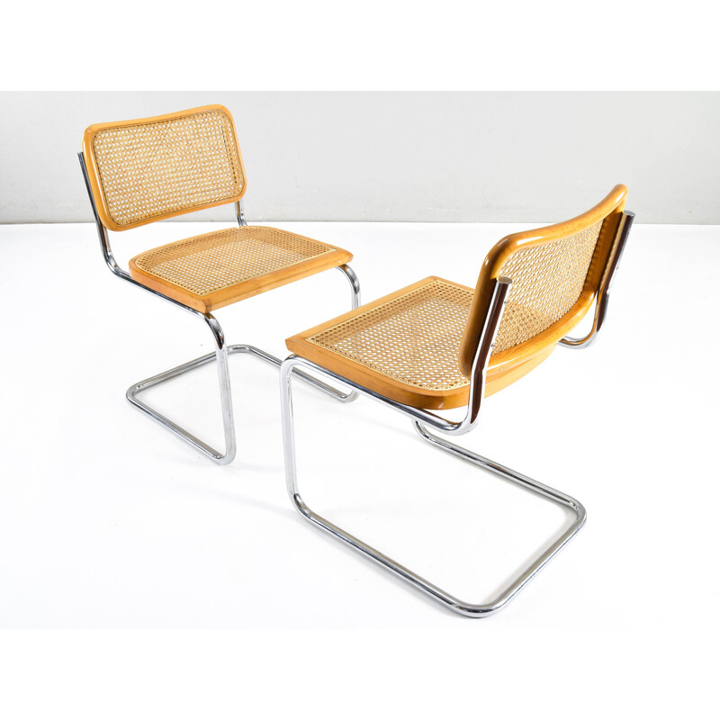 Paar Vintage-Stühle Modell B32 aus Chromstahl und Buche von Marcel Breuer, Italien 1970