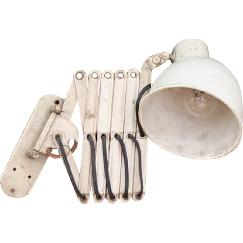 Lampe ciseaux industrielle beige en métal - 1940