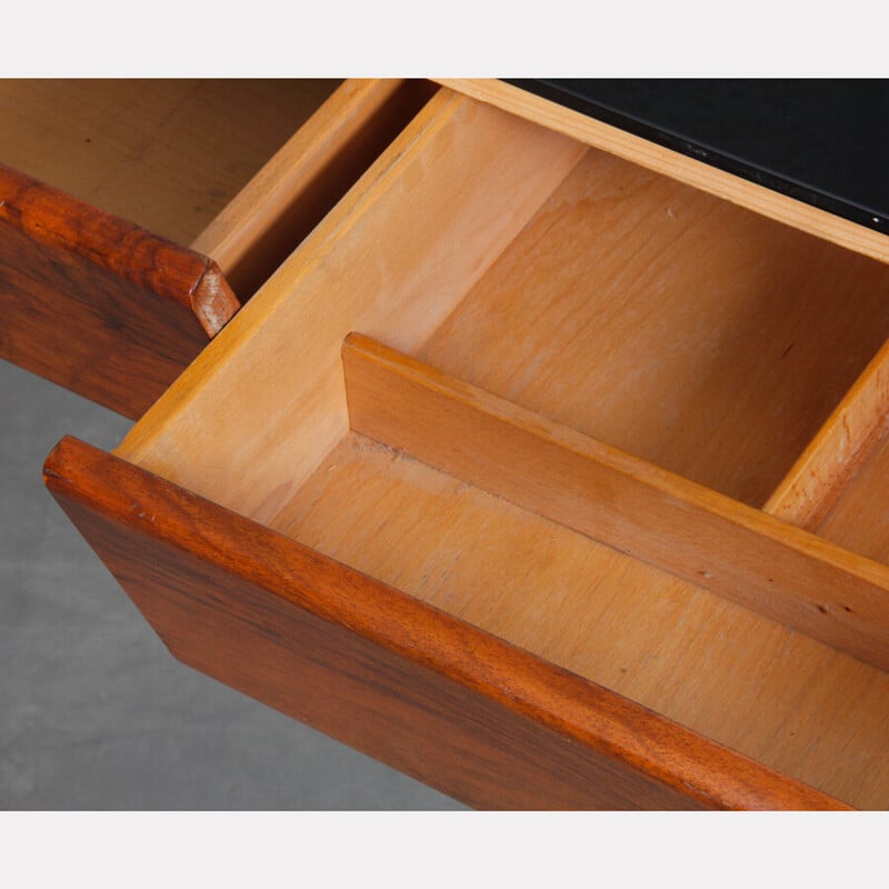 Bureau vintage en bois et verre à 2 niveaux, 1960