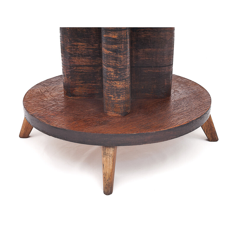 Vintage Art Deco side table with circular parquet top, 1930