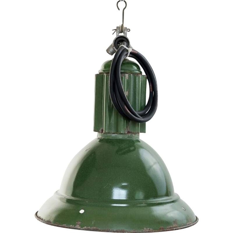 Lampe industrielle verte en métal - 1950