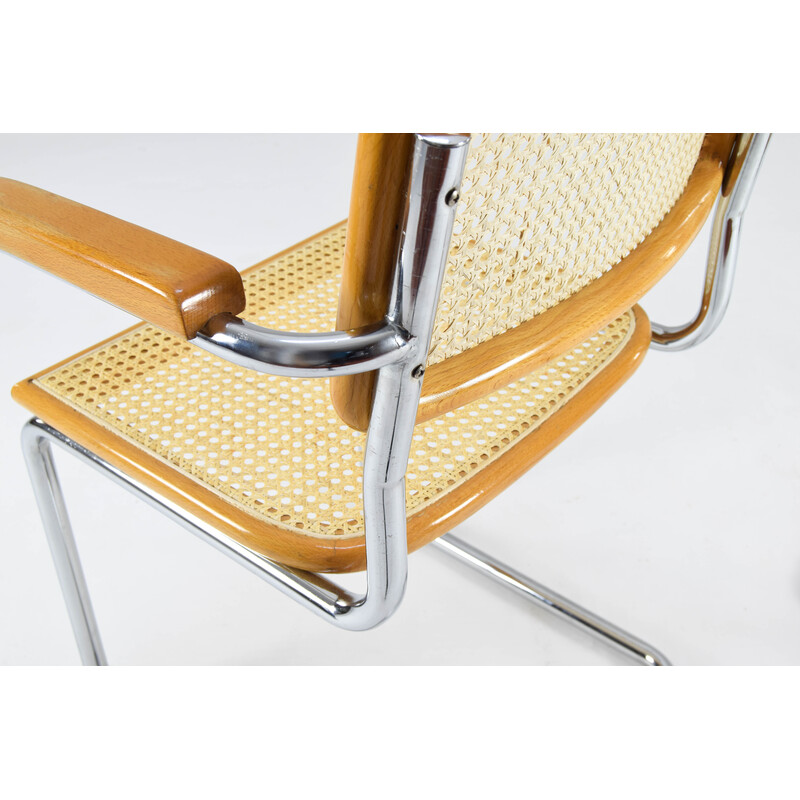 Pareja de sillas vintage modelo B64 en acero cromado y haya de Marcel Breuer, Italia 1970