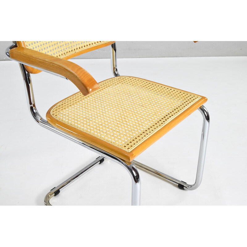 Paar Vintage-Stühle Modell B64 aus Chromstahl und Buche von Marcel Breuer, Italien 1970