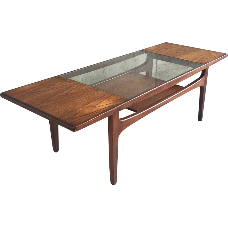 G-Plan mid century coffee table in teak and glass - 1970s