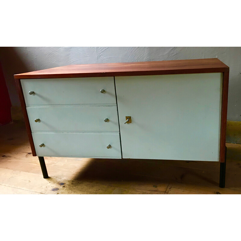 Vintage teak sideboard with 3 drawers, 1964