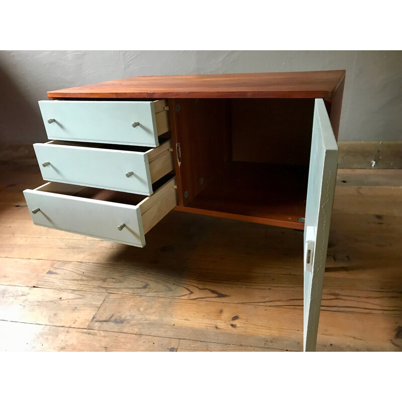 Vintage teak sideboard with 3 drawers, 1964