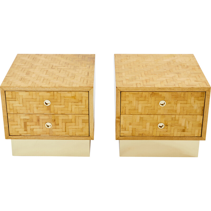 Pair of vintage bamboo and brass bedside tables for Dal Vera, 1970