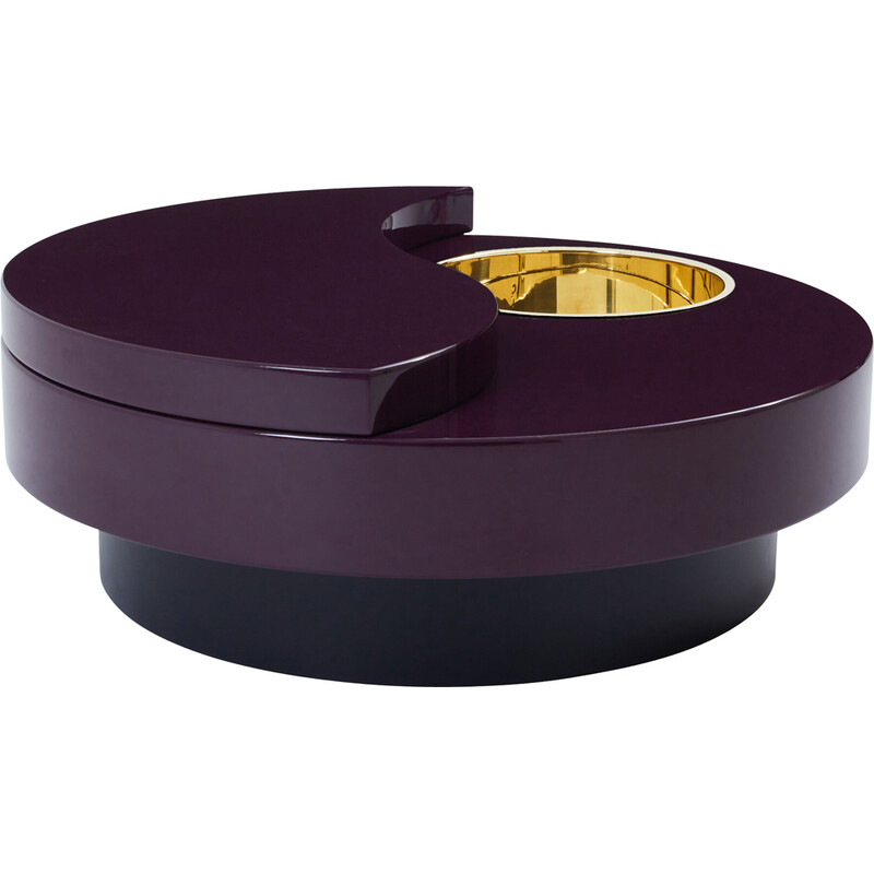 Table basse vintage Mario Sabot laquée mauve et laiton, 1970