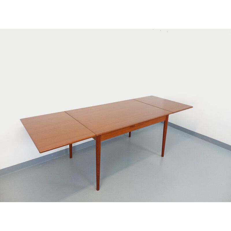 Vintage rectangular teak dining table with extensions, 1970