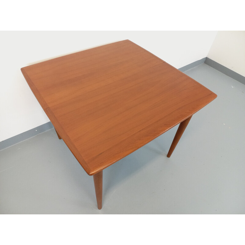 Vintage teak dining table with extension leaf, 1970