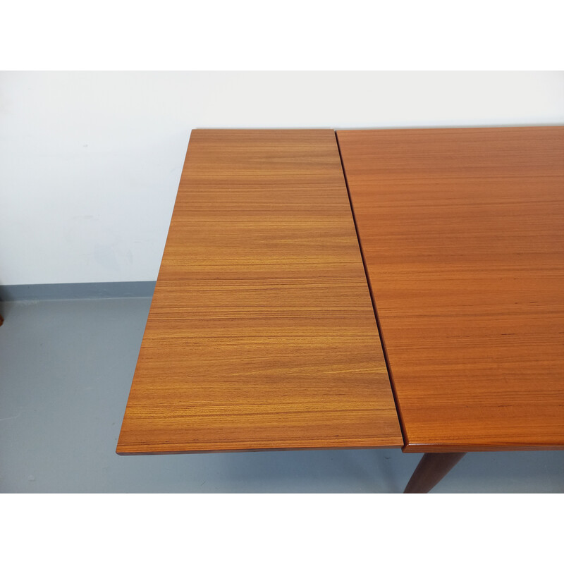 Vintage rectangular teak dining table with 2 extensions, 1970