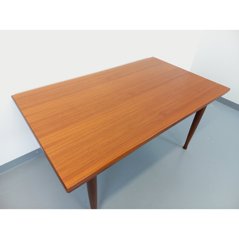 Vintage rectangular teak dining table with 2 extensions, 1970