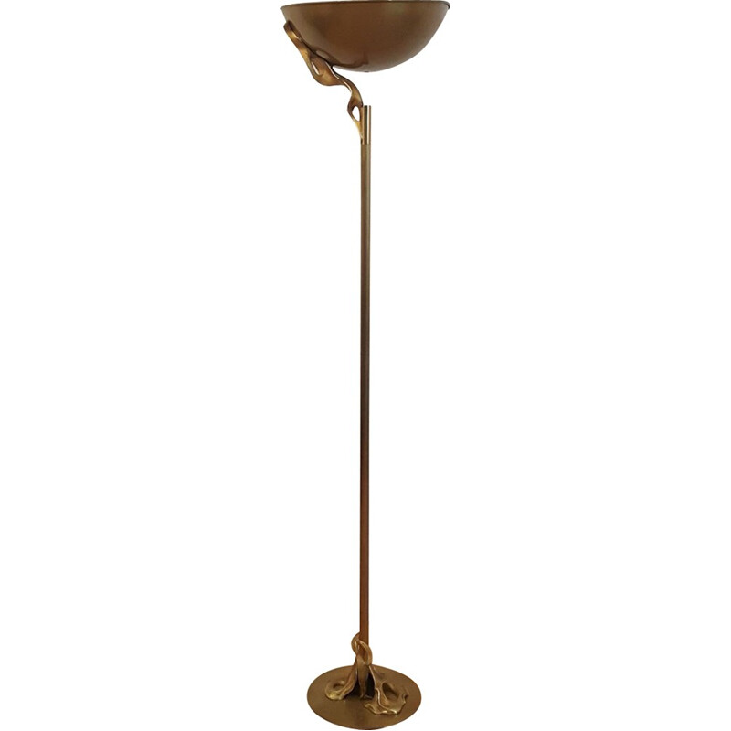 Italian metal and bronze floor lamp - 1980s