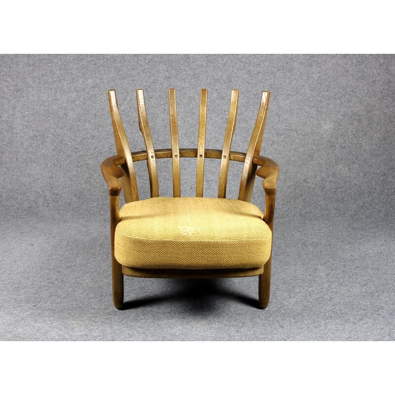 Armachair in oakwood, Robert GUILLERME and Jacques CHAMBRON - 1960s