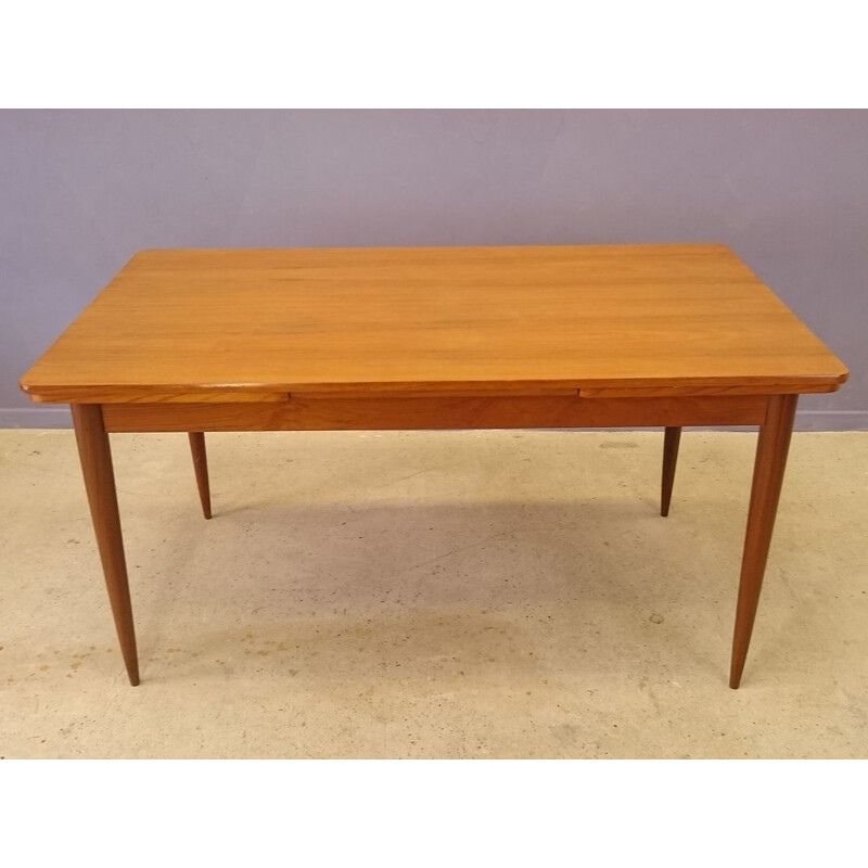 Scandinavian teak table with two extensions - 1950s