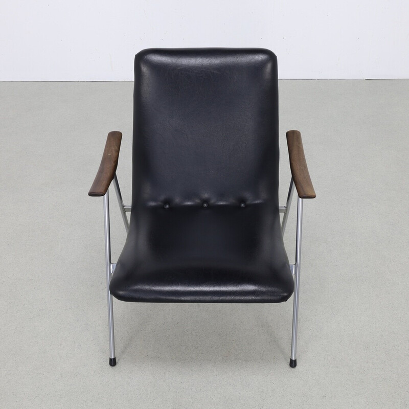 Vintage armchair in faux leather and metal, 1960