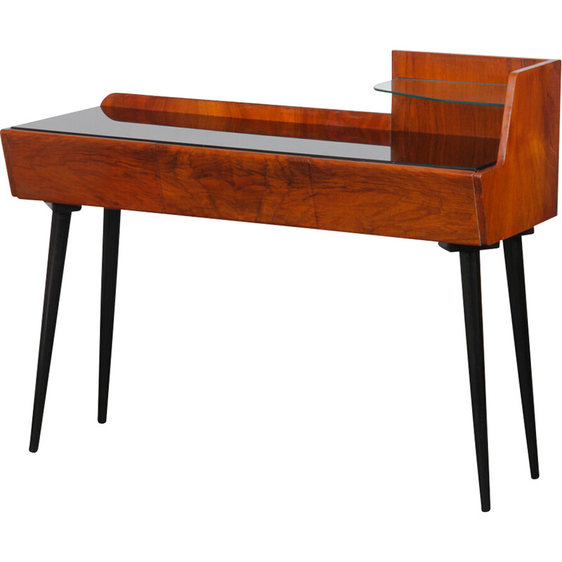 Vintage-Schreibtisch mit 2 Ebenen aus Holz und Glas, 1960er Jahre