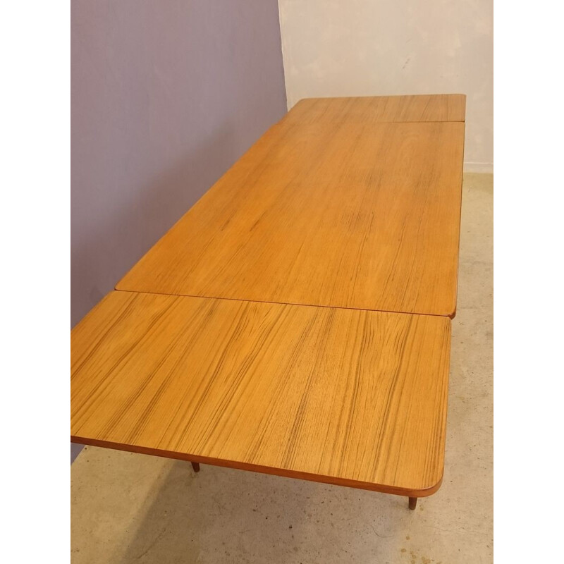 Scandinavian teak table with two extensions - 1950s