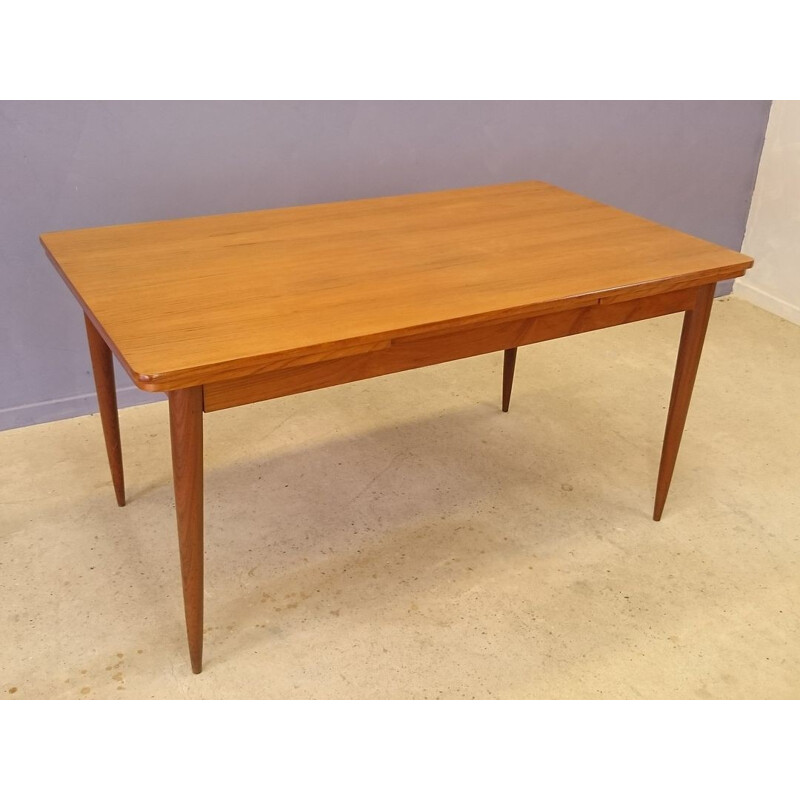 Scandinavian teak table with two extensions - 1950s