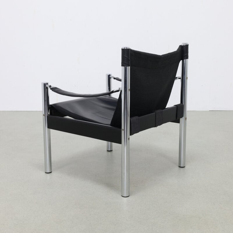 Vintage leather and chrome armchair by Johanson Design, Sweden 1970