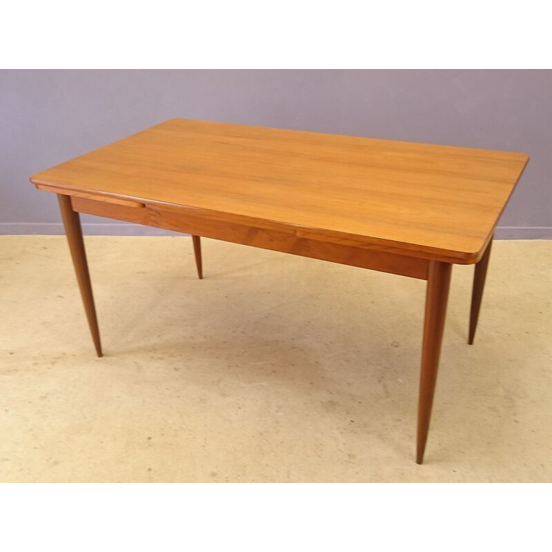 Scandinavian teak table with two extensions - 1950s