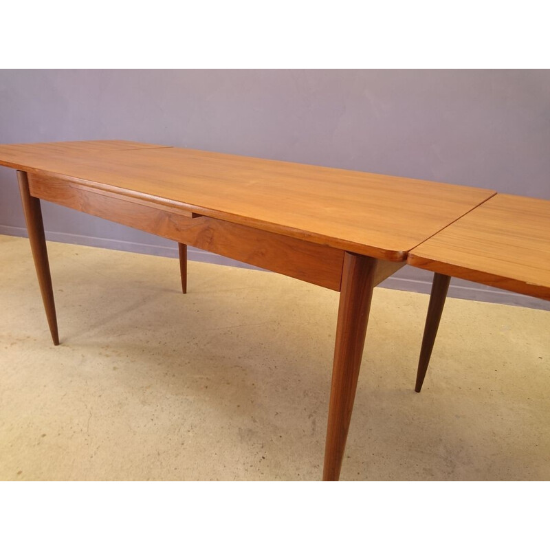 Scandinavian teak table with two extensions - 1950s