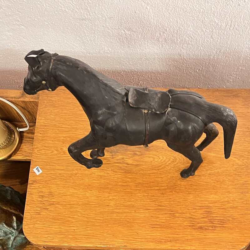 Vintage horse figure sculpture in leather and paper