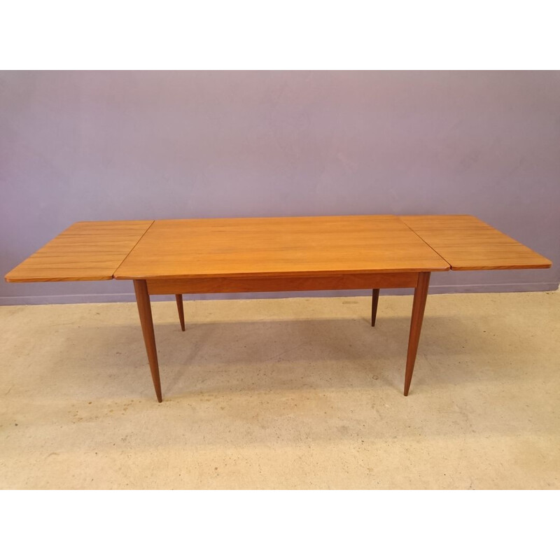 Scandinavian teak table with two extensions - 1950s