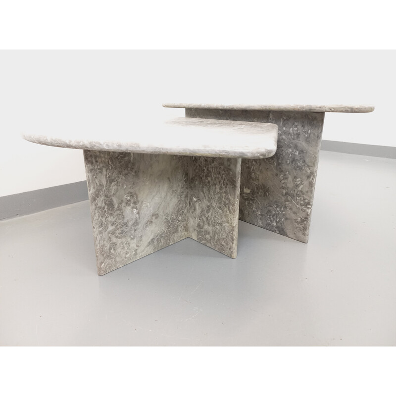 Vintage marble nesting coffee tables, 1970