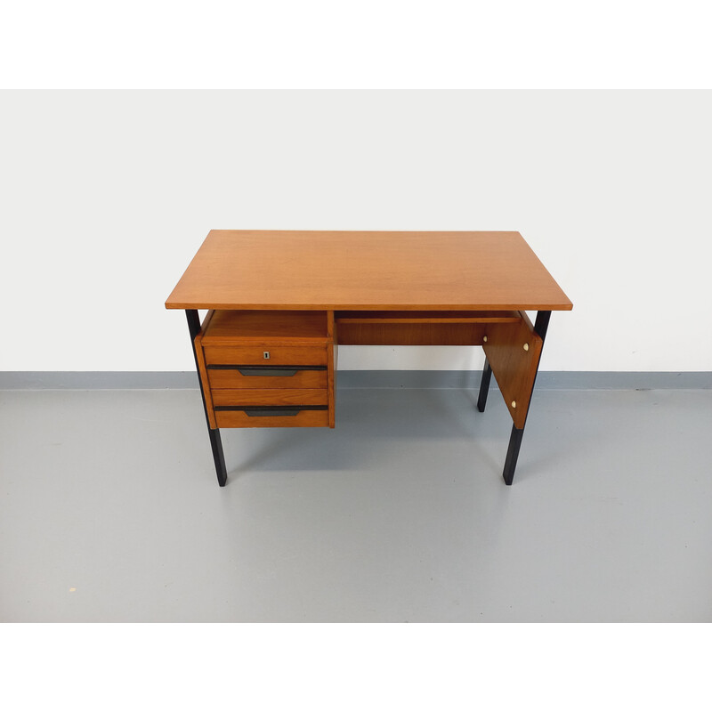 Vintage-Schreibtisch aus Eiche und schwarzem Holz, 1960