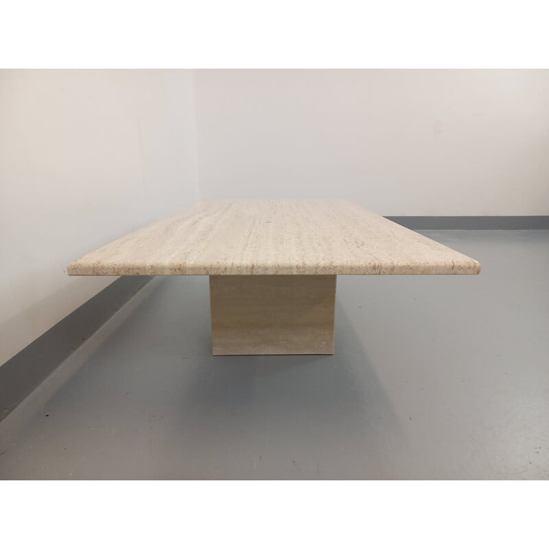 Vintage rectangular travertine coffee table, 1980