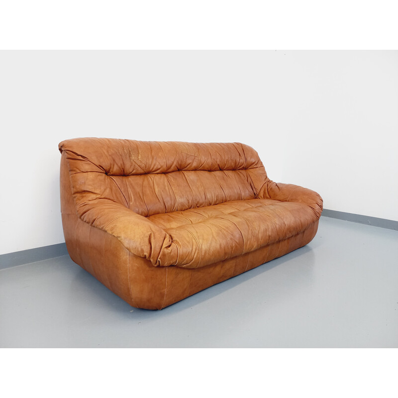 Vintage 3-seater sofa in cognac leather for JF Mur, 1970