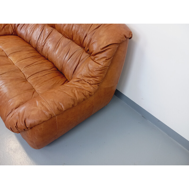 Vintage 3-seater sofa in cognac leather for JF Mur, 1970