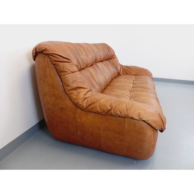 Vintage 3-seater sofa in cognac leather for JF Mur, 1970