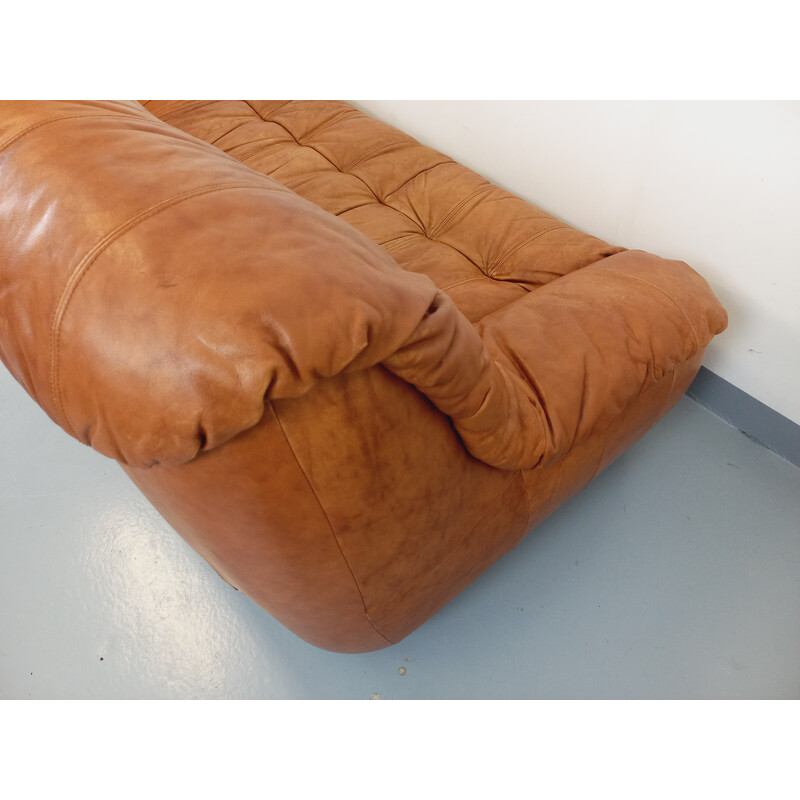 Vintage 3-seater sofa in cognac leather for JF Mur, 1970