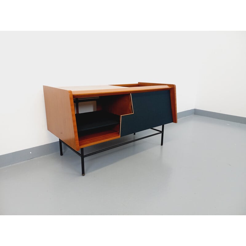 Vintage sideboard in wood and glass, 1960