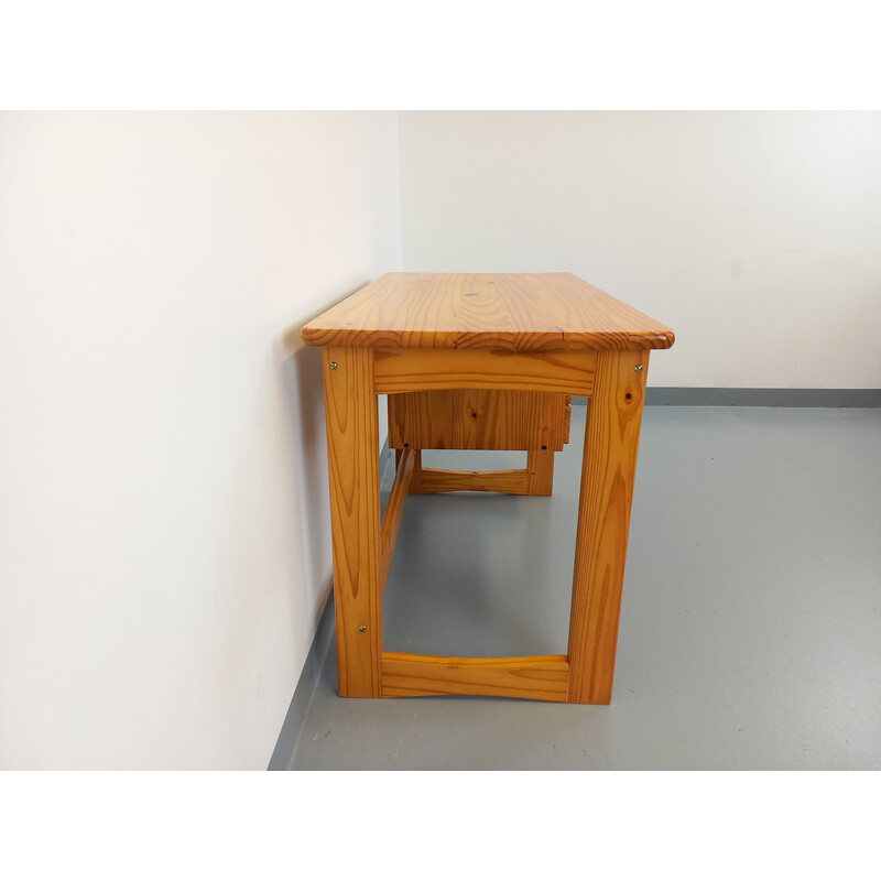 Vintage pine desk with sled legs, 1980