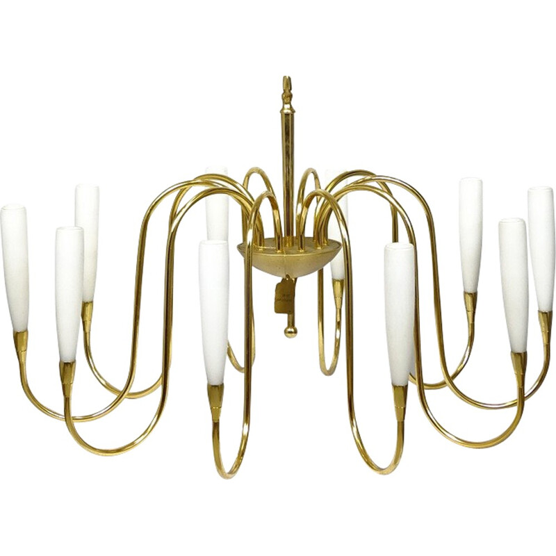 Mid-century german gilded chandelier - 1980s