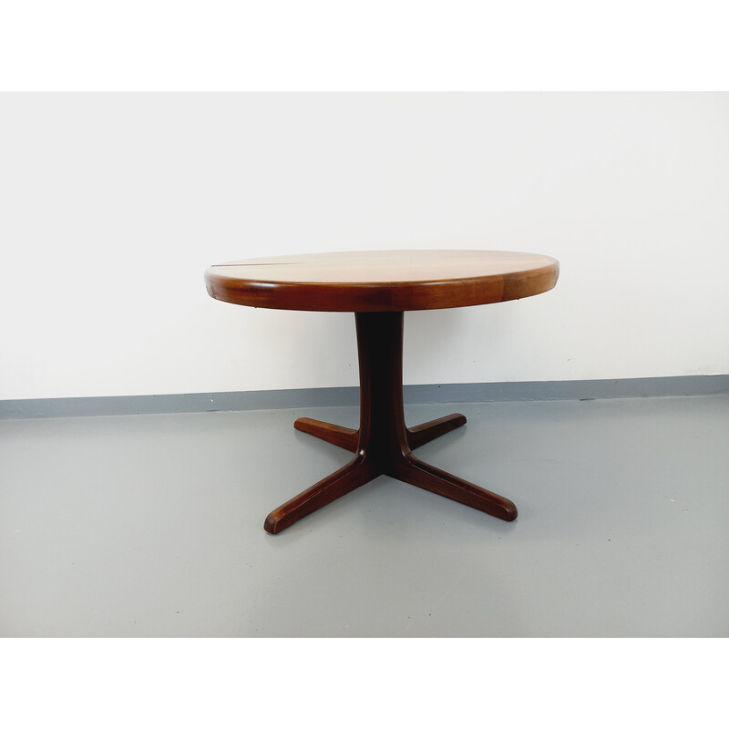 Vintage round teak and walnut table with extensions, 1960