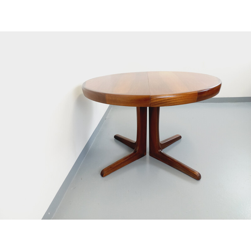 Vintage round teak and walnut table with extensions, 1960