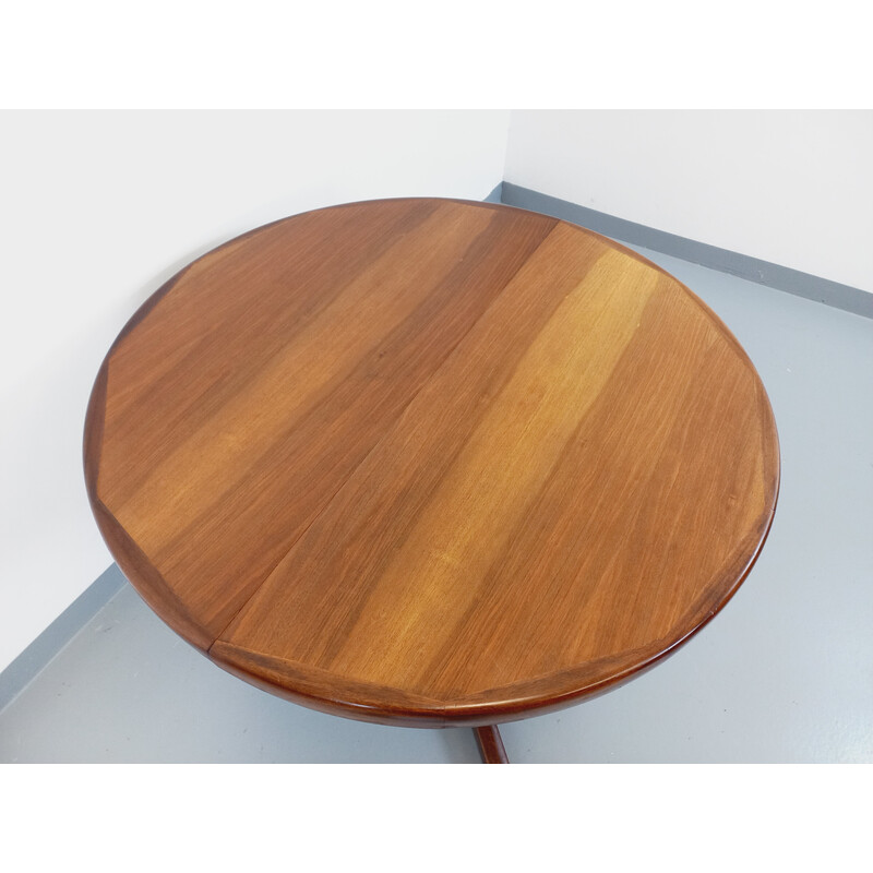 Vintage round teak and walnut table with extensions, 1960