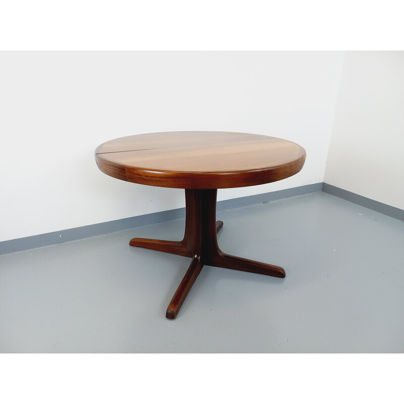 Vintage round teak and walnut table with extensions, 1960