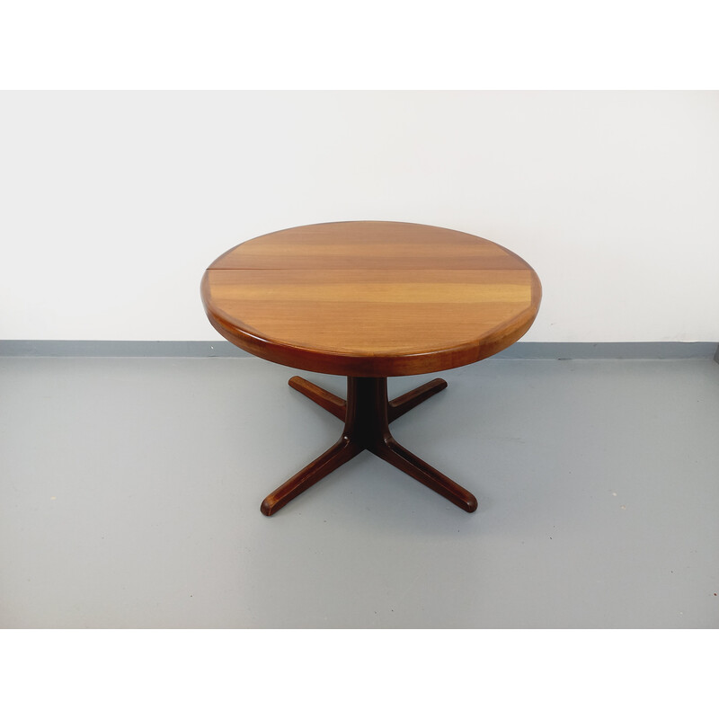 Vintage round teak and walnut table with extensions, 1960