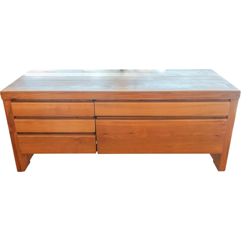 Commode basse à cinq tiroirs R14A par Pierre Chapo - 1960